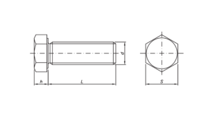 PARAFUSO SEXTAVADO RI INOX DIN 02 DESENHO