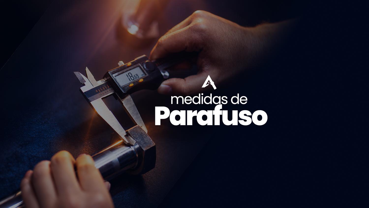 Calibrador medindo um parafuso.
