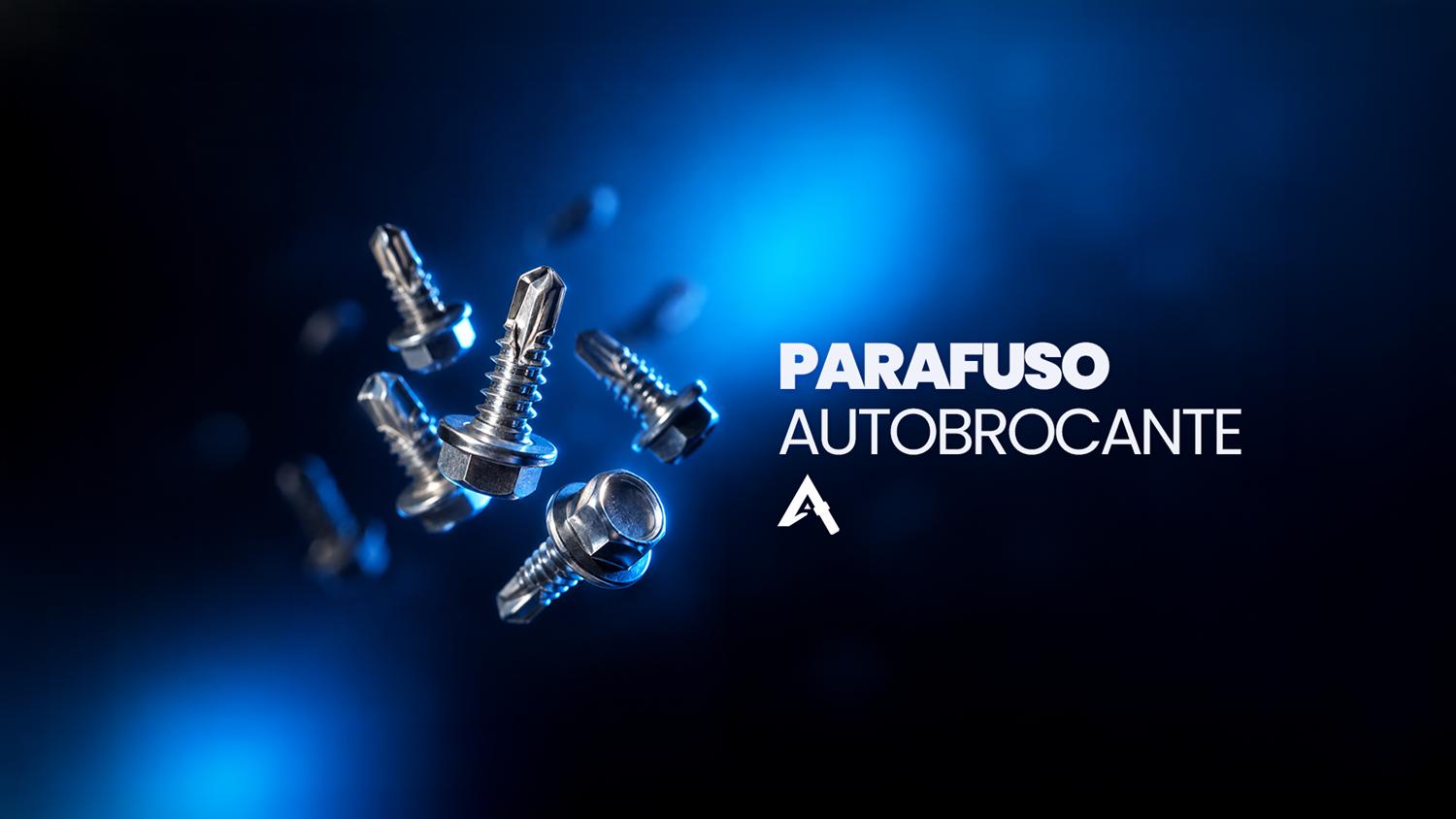 Parafuso autobrocante flutuando em fundo azul.